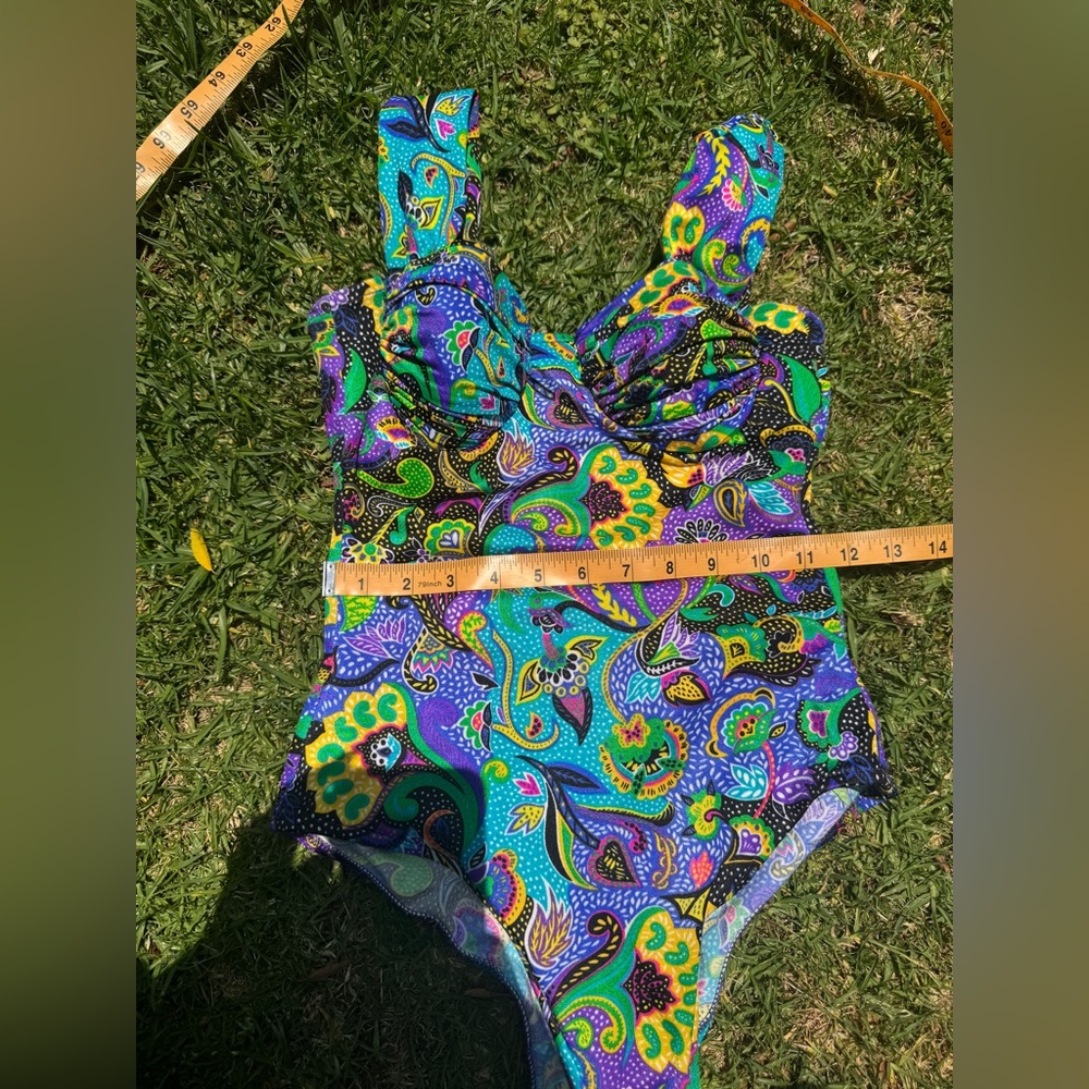 80s Vintage Vibrant Blue Catalina One Piece Swimsuit Sz 6 - Picture 5 of 9